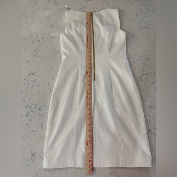T Tahari White Cali Sleeveless Dress Women’s Size 4 Cotton Elastane Gold NWT - Picture 8 of 11